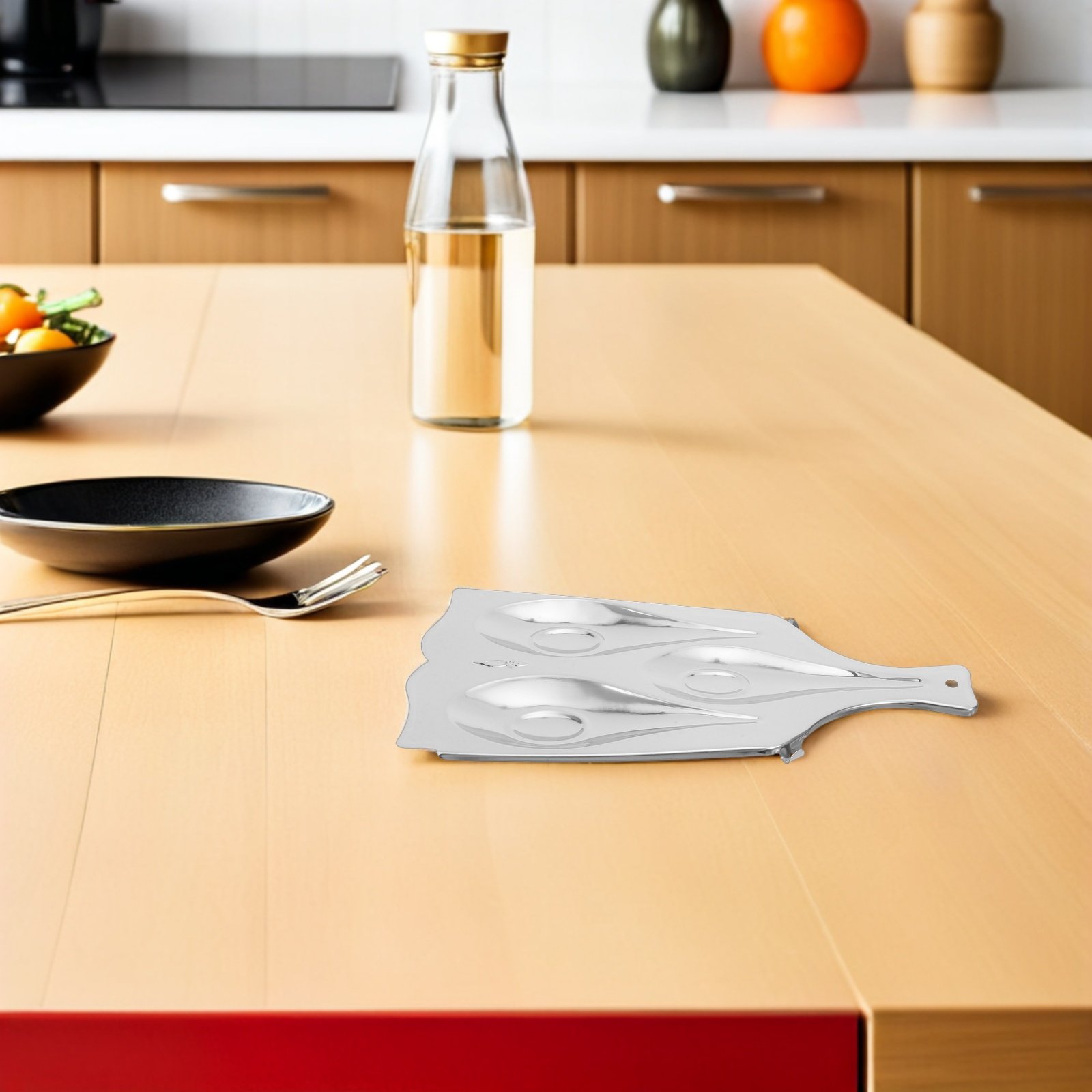 Kitchen Appliances Holder - Stainless Steel Three-Compartment Spoon Rest for