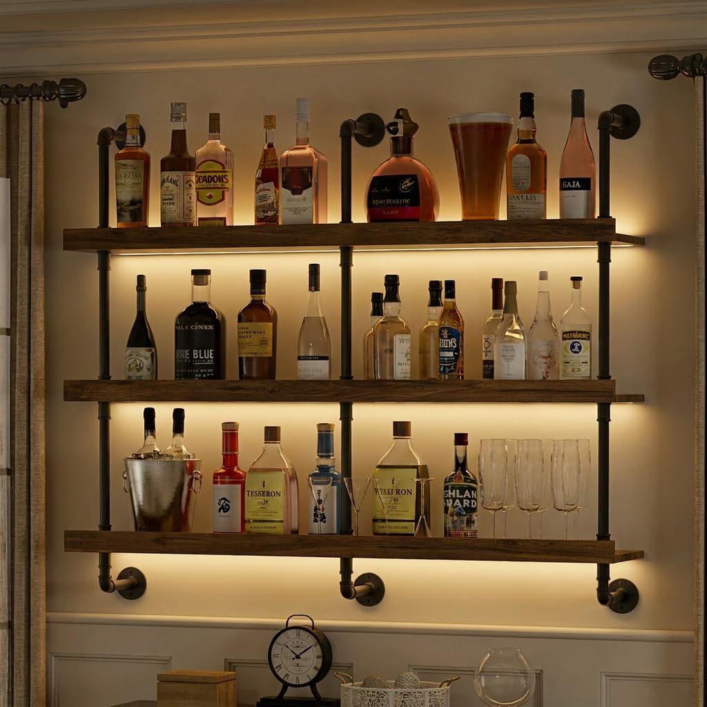 Kitchen Appliances Holder - Wall Mounted Wine Rack With LED