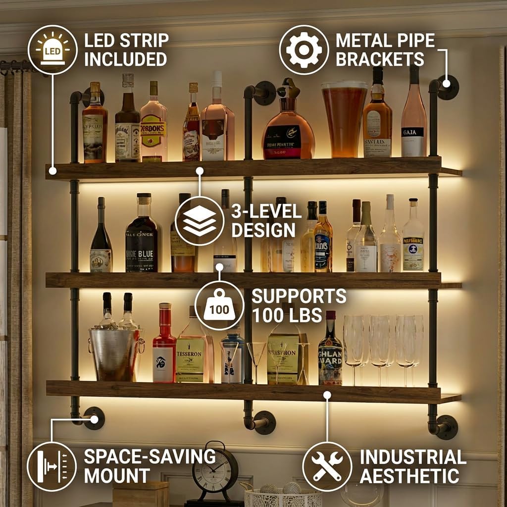 Wall Mounted Wine Rack With LE - Kitchen Appliances Holder review and price